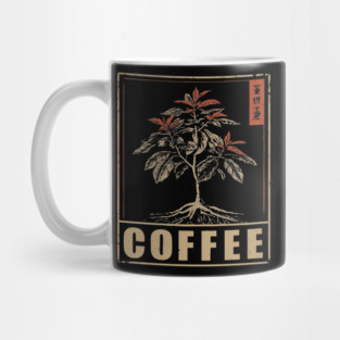 Coffee Plant Botanical Poster with Vintage Style Mug