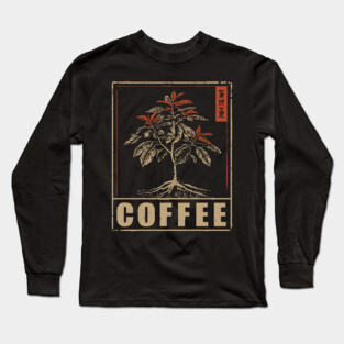 Coffee Plant Botanical Poster with Vintage Style Long Sleeve T-Shirt