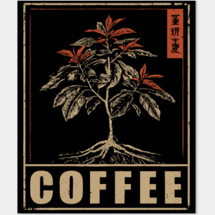 Coffee Plant Botanical Poster with Vintage Style Posters and Art