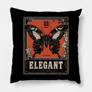 Elegant Butterfly Retro Insect Poster Artwork Pillow