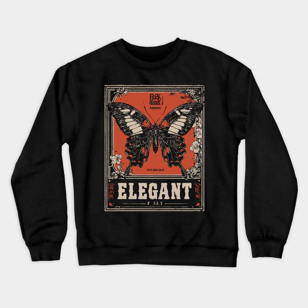 Elegant Butterfly Retro Insect Poster Artwork Crewneck Sweatshirt by TuncGK