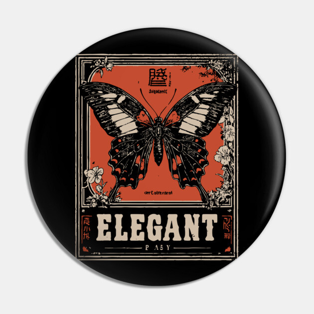 Elegant Butterfly Retro Insect Poster Artwork Pin by TuncGK