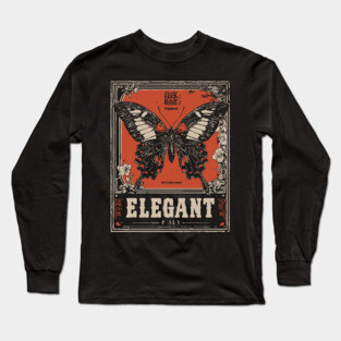 Elegant Butterfly Retro Insect Poster Artwork Long Sleeve T-Shirt