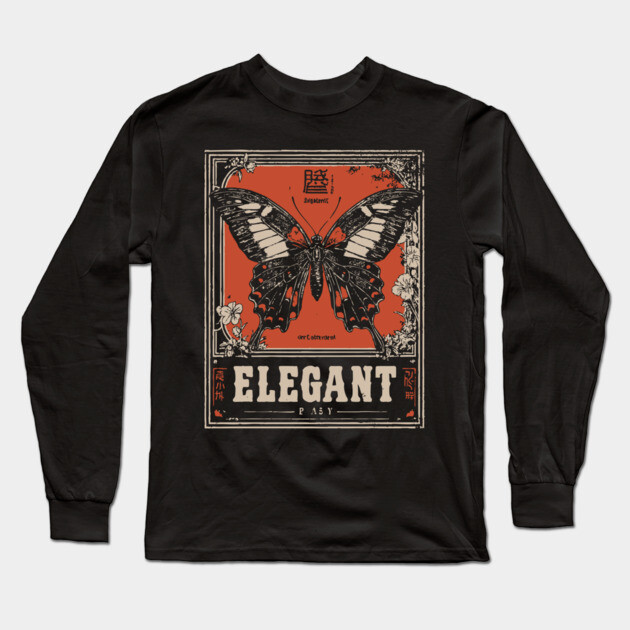 Elegant Butterfly Retro Insect Poster Artwork Long Sleeve T-Shirt by TuncGK