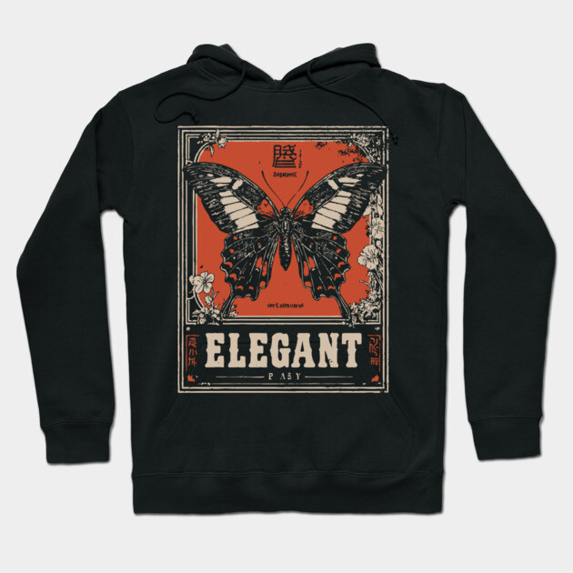 Elegant Butterfly Retro Insect Poster Artwork Hoodie by TuncGK