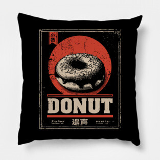 Vintage Donut Poster with Bold Retro Aesthetic Pillow