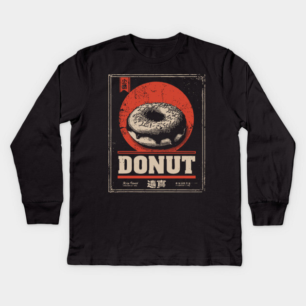 Vintage Donut Poster with Bold Retro Aesthetic Kids Long Sleeve T-Shirt by TuncGK