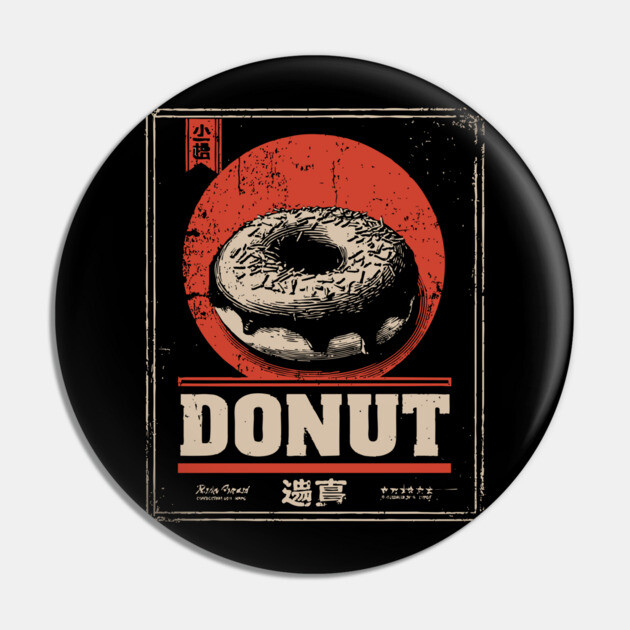 Vintage Donut Poster with Bold Retro Aesthetic Pin by TuncGK