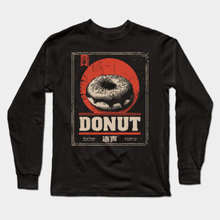 Vintage Donut Poster with Bold Retro Aesthetic Long Sleeve T-Shirt