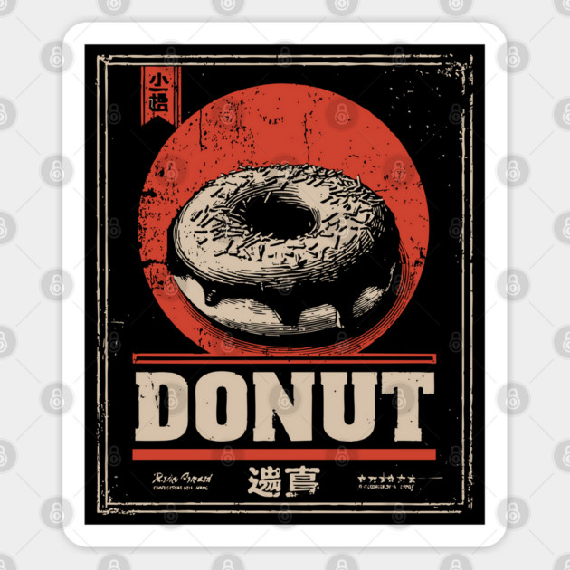 Vintage Donut Poster with Bold Retro Aesthetic Sticker by TuncGK