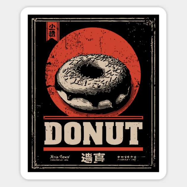 Vintage Donut Poster with Bold Retro Aesthetic Magnet by TuncGK
