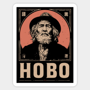 Wandering Hobo Portrait in Gritty Vintage Poster Style Sticker