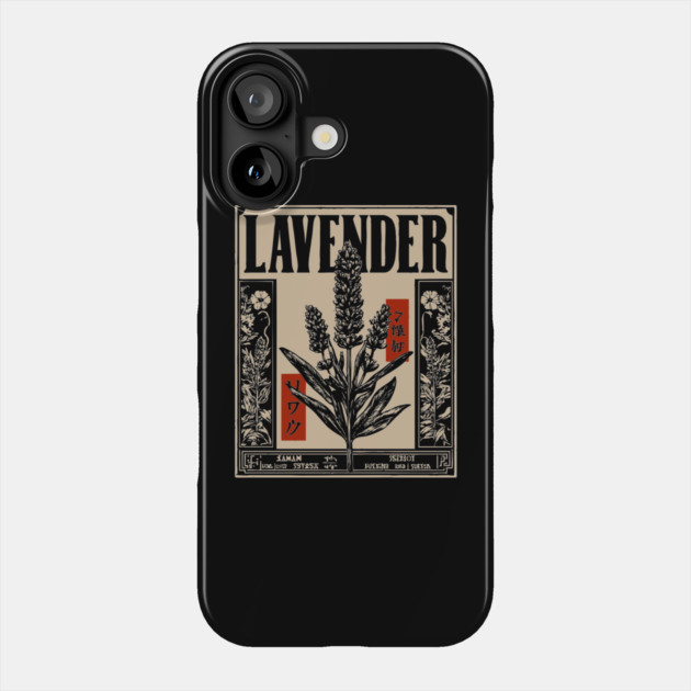 Lavender Plant Botanical Illustration in Vintage Apothecary Style Phone Case by TuncGK