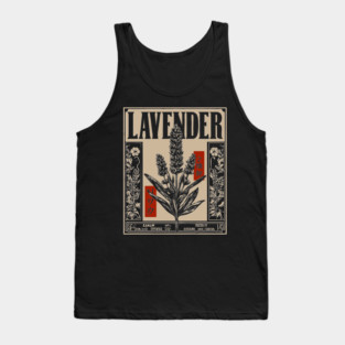 Lavender Plant Botanical Illustration in Vintage Apothecary Style Tank Top