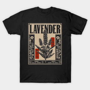 Lavender Plant Botanical Illustration in Vintage Apothecary Style T-Shirt