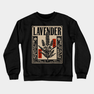 Lavender Plant Botanical Illustration in Vintage Apothecary Style Crewneck Sweatshirt