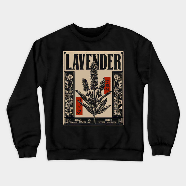 Lavender Plant Botanical Illustration in Vintage Apothecary Style Crewneck Sweatshirt by TuncGK