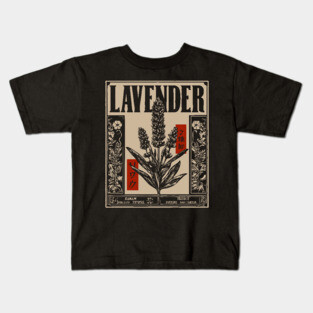 Lavender Plant Botanical Illustration in Vintage Apothecary Style Kids T-Shirt