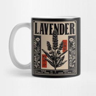 Lavender Plant Botanical Illustration in Vintage Apothecary Style Mug