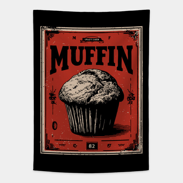 Muffin Poster Design with Bold Vintage Bakery Aesthetic Tapestry by TuncGK