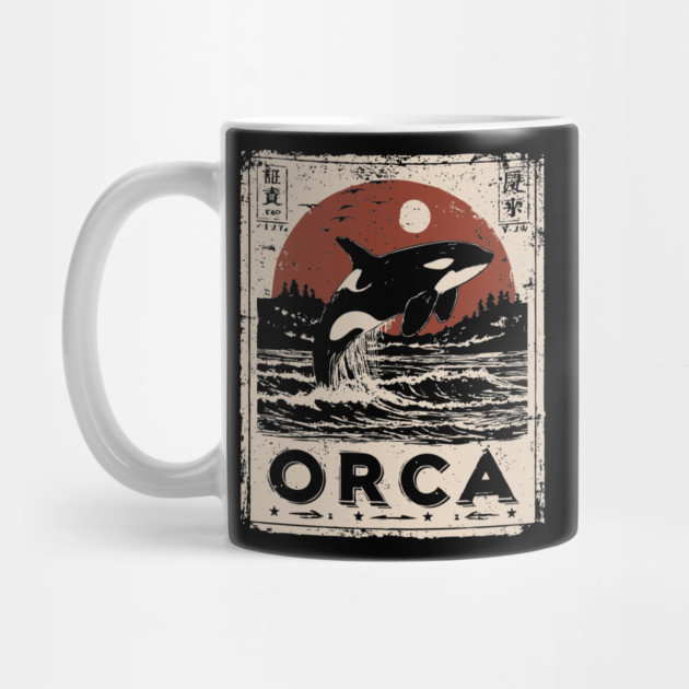 Orca Whale Vintage Ocean Poster with Japanese-Inspired Style by TuncGK