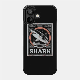 Shark Poster Art in Vintage Ocean Survival Style Phone Case