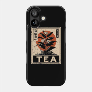 Tea Plant Botanical Poster in Vintage Apothecary Style Phone Case