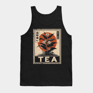 Tea Plant Botanical Poster in Vintage Apothecary Style Tank Top