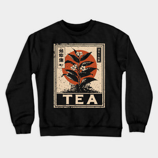 Tea Plant Botanical Poster in Vintage Apothecary Style Crewneck Sweatshirt