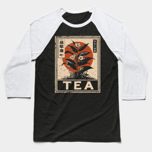 Tea Plant Botanical Poster in Vintage Apothecary Style Baseball T-Shirt
