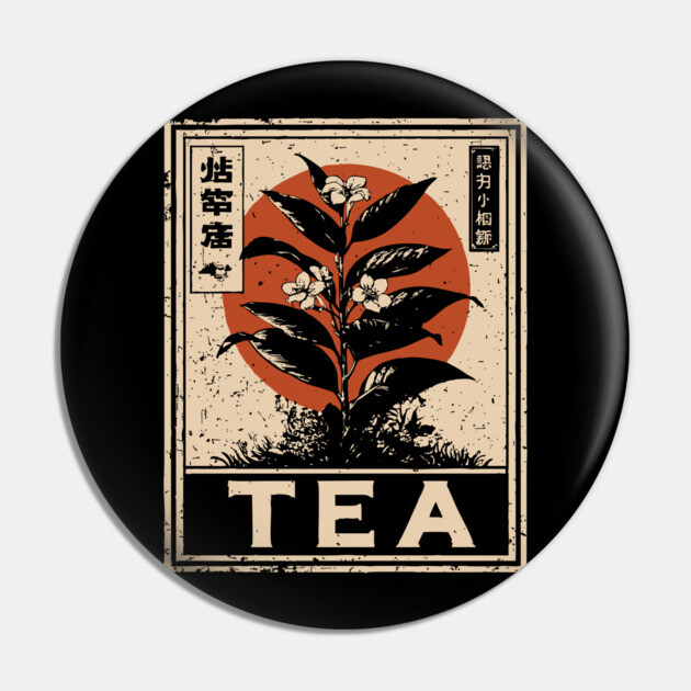 Tea Plant Botanical Poster in Vintage Apothecary Style Pin by TuncGK
