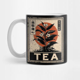 Tea Plant Botanical Poster in Vintage Apothecary Style Mug