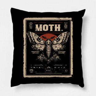 Emperor Moth Poster in Vintage Insect and Nature Style Pillow