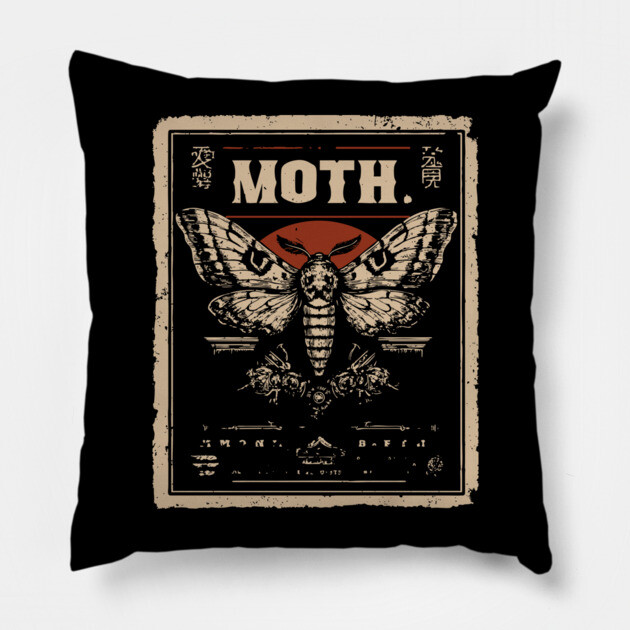 Emperor Moth Poster in Vintage Insect and Nature Style Pillow by TuncGK