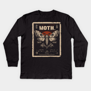 Emperor Moth Poster in Vintage Insect and Nature Style Kids Long Sleeve T-Shirt
