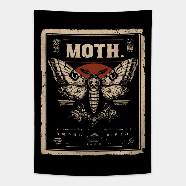 Emperor Moth Poster in Vintage Insect and Nature Style Tapestry by TuncGK