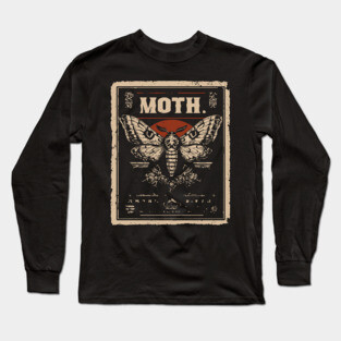 Emperor Moth Poster in Vintage Insect and Nature Style Long Sleeve T-Shirt