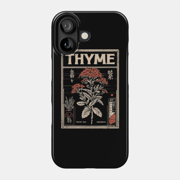 Thyme Plant Botanical Poster with Vintage Herbal Aesthetic Phone Case by TuncGK