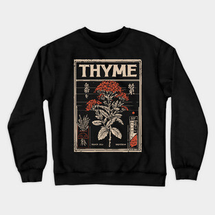 Thyme Plant Botanical Poster with Vintage Herbal Aesthetic Crewneck Sweatshirt