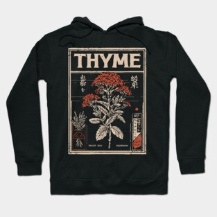 Thyme Plant Botanical Poster with Vintage Herbal Aesthetic Hoodie