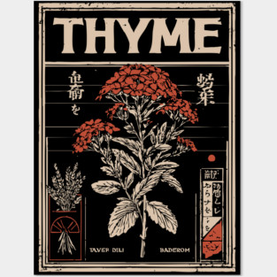 Thyme Plant Botanical Poster with Vintage Herbal Aesthetic Posters and Art