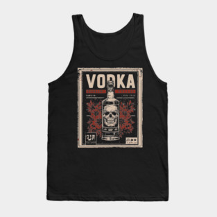 Vodka Skull Poster with Dark Vintage Bar Art Style Tank Top