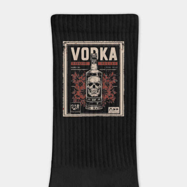 Vodka Skull Poster with Dark Vintage Bar Art Style by TuncGK