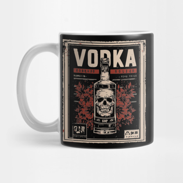 Vodka Skull Poster with Dark Vintage Bar Art Style by TuncGK