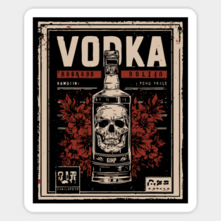 Vodka Skull Poster with Dark Vintage Bar Art Style Sticker