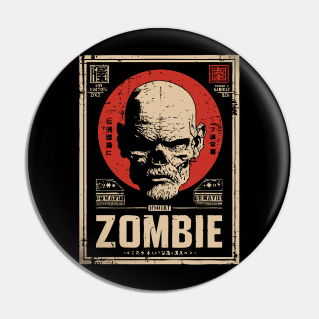 Zombie Head Poster in Vintage Horror Propaganda Style Pin by TuncGK