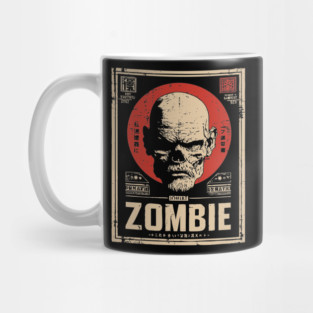 Zombie Head Poster in Vintage Horror Propaganda Style Mug