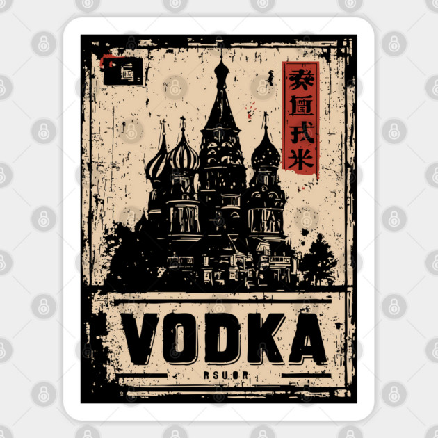 Vodka Moscow Poster in Soviet Vintage Propaganda Style Sticker by TuncGK