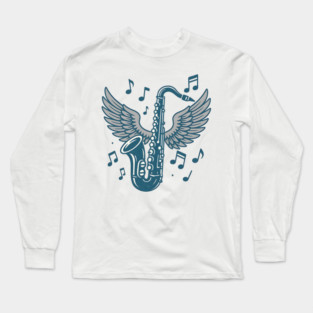 Saxophone With Wings Long Sleeve T-Shirt