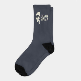 "Dear Mama - Half Male Face Silhouette with Tear Drop | Emotional Tribute to Lost Loved Ones | Memorial Design" Socks